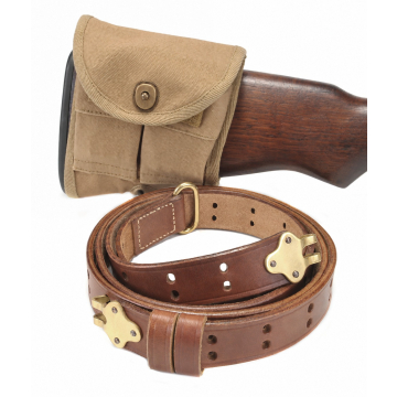 M1 Garand Buttstock Pouch and M1907 Leather Sling Set - Khaki - View 1
