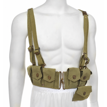 M1923 Cartridge Belt, Suspenders and First Aid Pouch Set - Light Olive Drab - View 1