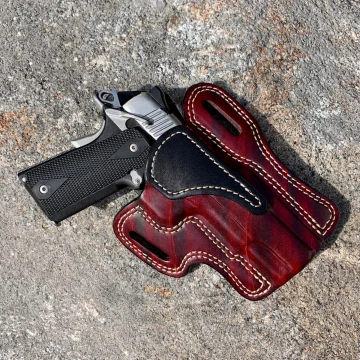 Mahagonifarbenes OWB-Lederholster für grosse Waffen
