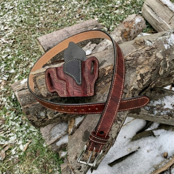 Mahogany OWB-Lederholster mit Matching Waffengürtel