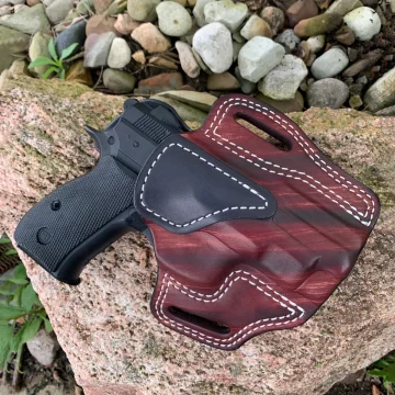 Mahogany Woodgrain Finish OWB-Leder Gürtelholster