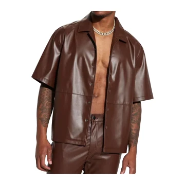 Klassisches Biker-Lederhemd für Herren - Ansicht 1