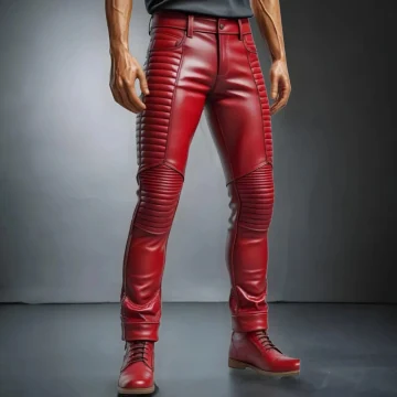 Rote Rindslederhose für Herren