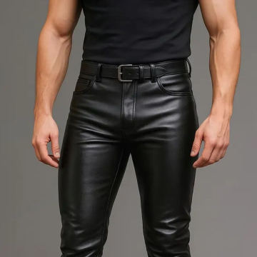 Schwarze Bikerhose aus Schafleder für Herren