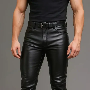 Schwarze Bikerhose aus Schafleder für Herren