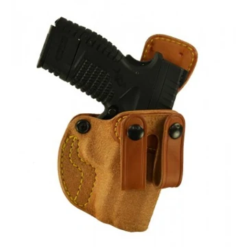 Naturfarbenes IWB-Lederholster mit Doppelmagazintasche