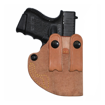 Naturfarbenes IWB-Lederholster mit zwei Druckknopf-Riemen