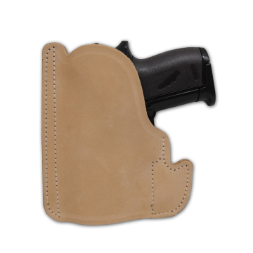 Beidhändiges Taschenholster aus naturfarbenem hellbraunem Leder
