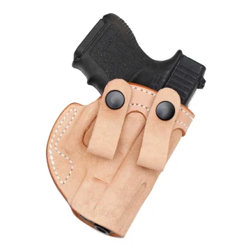Naturfarbenes hellbraunes IWB-Lederholster mit zwei Gürtelriemen