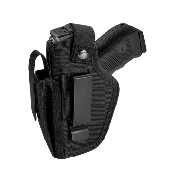 Universelle Holster aus schwarzem Nylon mit Magazintasche