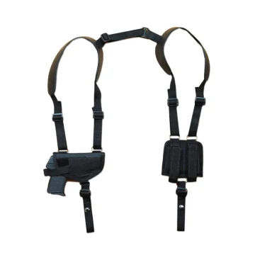 Horizontales Schulterholster aus schwarzem Nylon mit Doppelmagazintasche