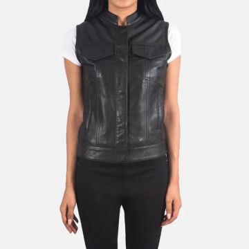 Rayne Moto Schwarzes Leder Vest