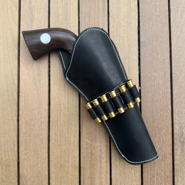 Cowboy-Stil Leder Revolverholster mit Patronenschlaufen