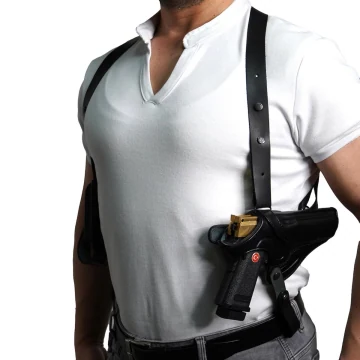 Schwarzes Miami Vice Schulterholster mit Magazintasche