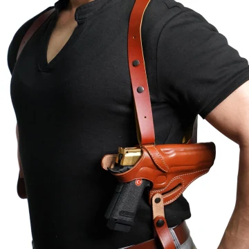 Braunes Miami Vice Schulterholster mit Magazintasche