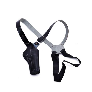 Vertikales Schulterholster aus schwarzem Leder für S&W 686 Series