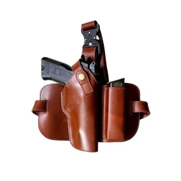 Beinholster taktisches Braunes Leder Oberschenkelholster mit Clip-Tasche