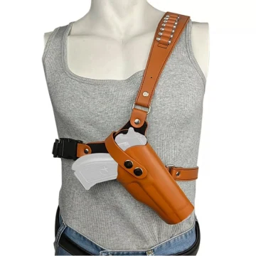Brust-Trageholster aus hellbraunem Leder