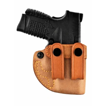 Hellbraunes IWB-Lederholster mit zwei Druckknopf-Riemen