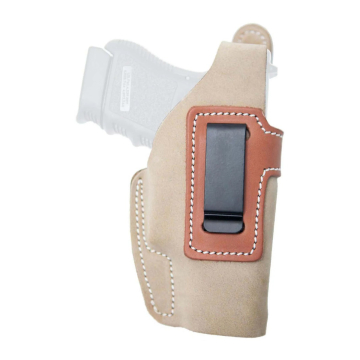 Hellbraunes IWB-Holster aus Veloursleder mit Stahlclip