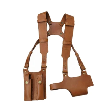 Hellbraunes Leder-Schulterholster mit zwei Taschen
