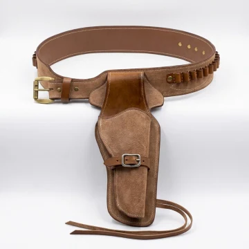Hellbraunes Cowboy-Stil Leder Revolverholster Gürtel mit Patronenschlaufen
