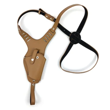 Vertikales Schulterholster aus hellbraunem Leder