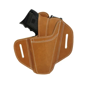 Beidhändiges Pancake-Holster aus hellbraunem Leder