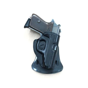 Glock 17/22 Lederholster - Handgefertigtes verstellbares Paddle-Holster in Schwarz