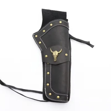 Cowboy-Stil Leder Gürtelholster mit Zierklappe