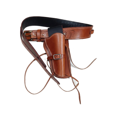 Braunes Leder-Revolverholster mit Gürtel