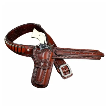 Cowboy-Stil Tooled Lederwaffengürtel mit Einzelrevolver Holster