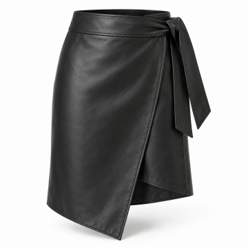 Women's Asymmetric Leather Wrap Skirt - Complete product view