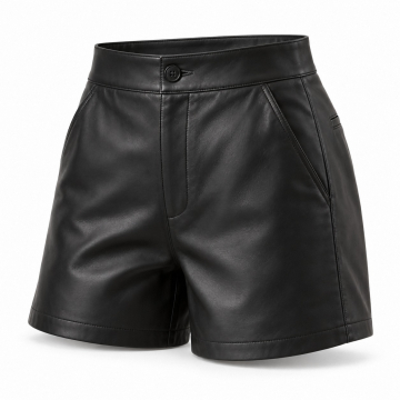 Women's High-Rise Leather Shorts - Complete product view