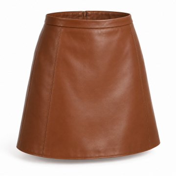 Women's Leather A-Line Mini Skirt - Complete product view