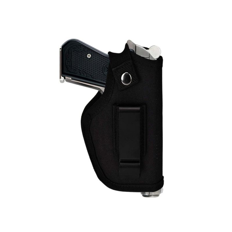 Universal nylon pistol holster with metal belt clip, ambidextrous IWB/OWB carry