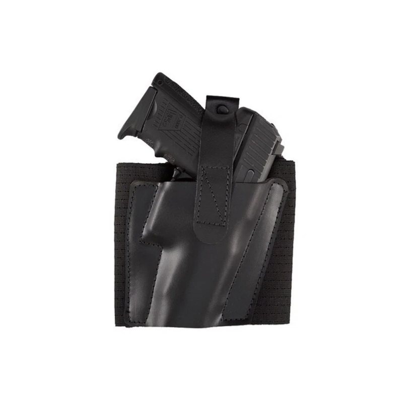 Black Leather Ankle Holster For Glock 43X Tan Plain