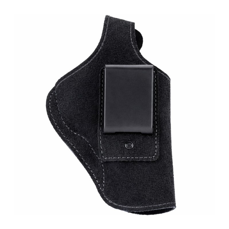 Black Leather IWB Holster with thumb break front profile
