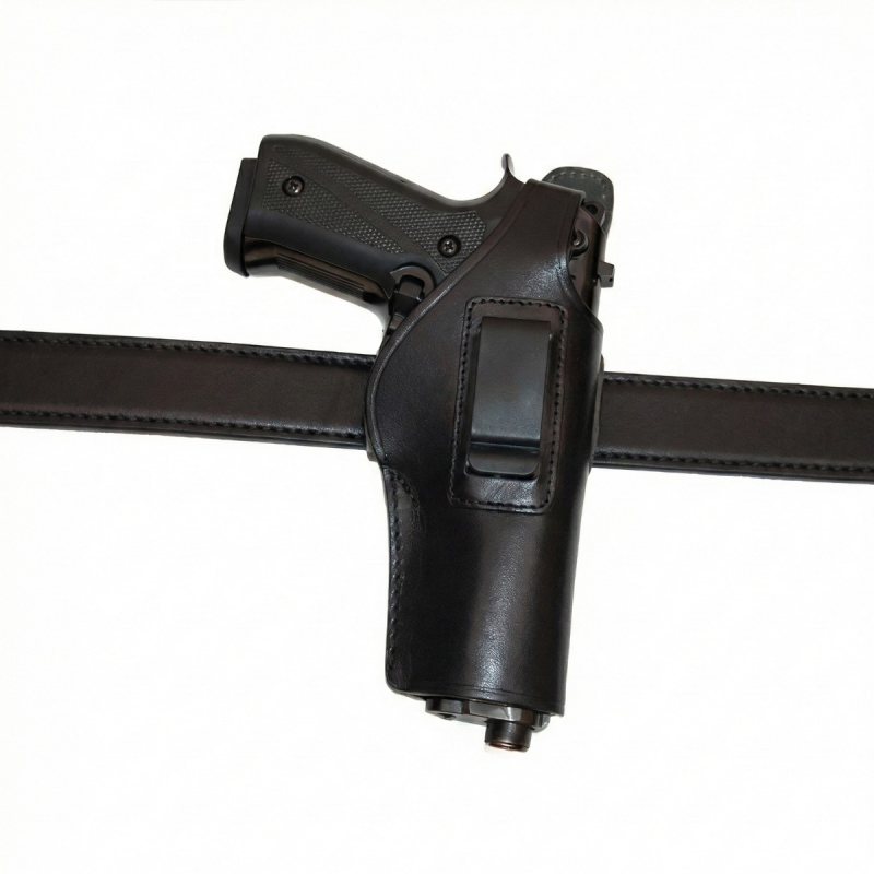 Black Leather IWB OWB Hybrid Clip Holster