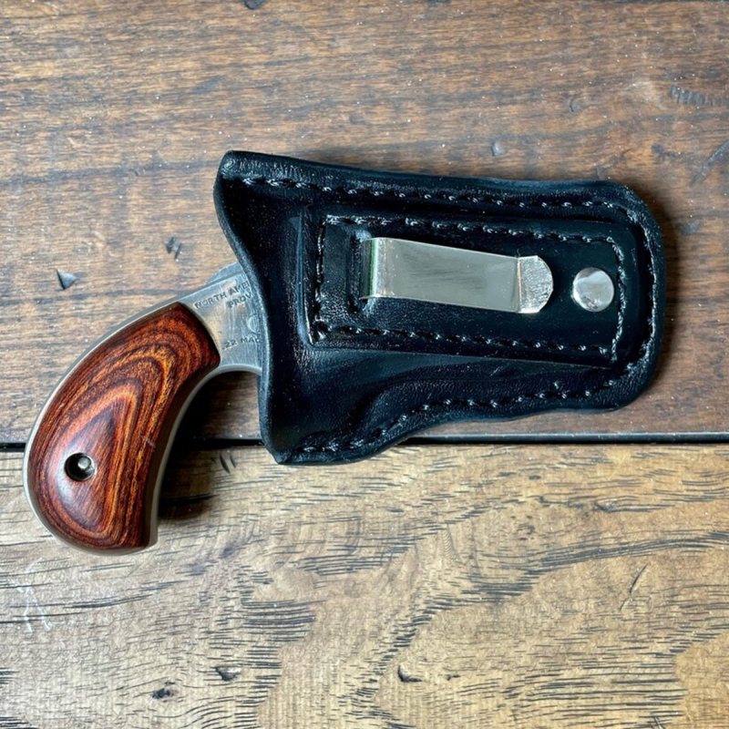Black Leather Pocket Holster with formed body and smooth pocket carry profile