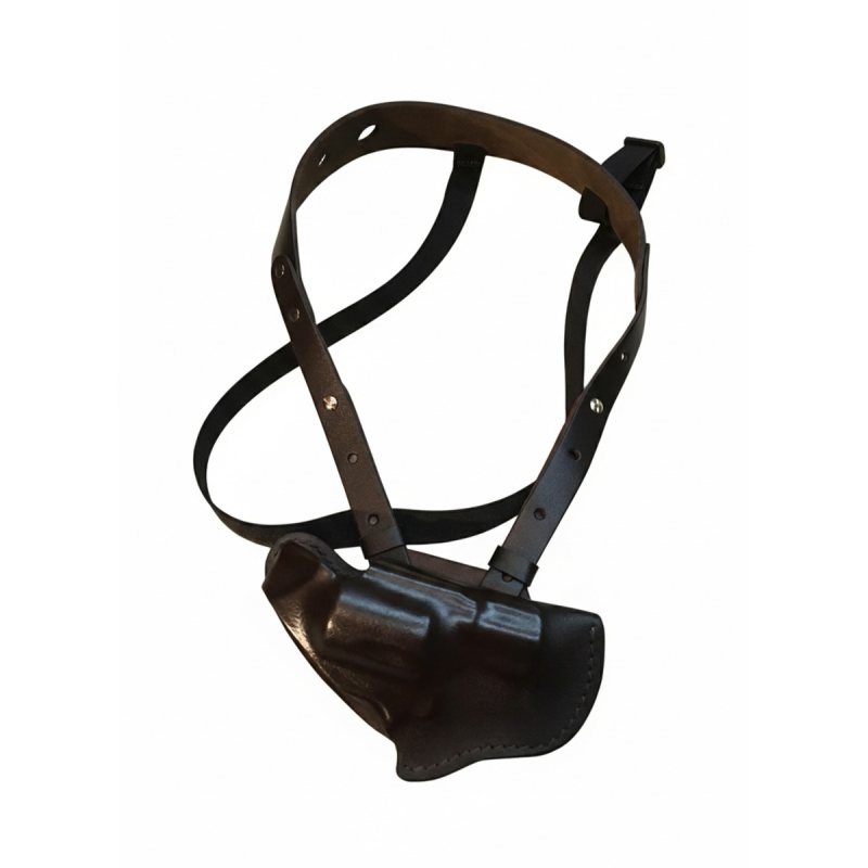 Horizontales Schulterholster aus schwarzem Leder