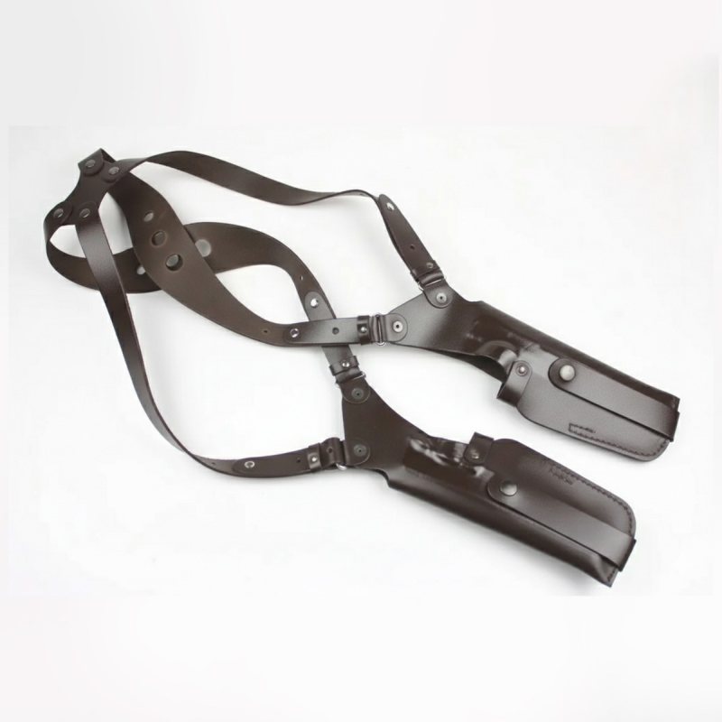 Brown Leather Vertical Shoulder Double Holster