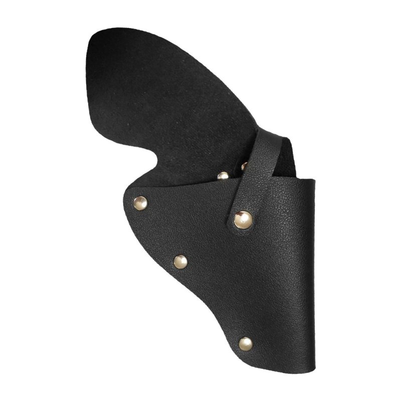 Black Leather Revolver Hunting Holster With Strap front view
