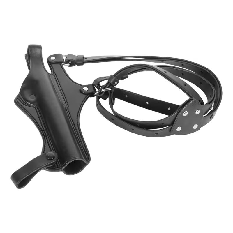Black Leather Hunting Shoulder Holster – black leather shoulder rig with adjustable harness and retention strap