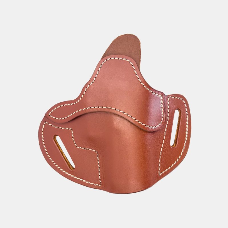 Brown Leather Close Contact OWB Holster – front profile without firearm
