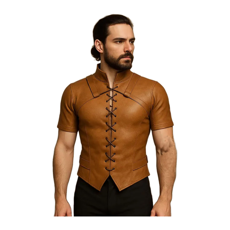 Brown Leather Renaissance Doublet - View 1