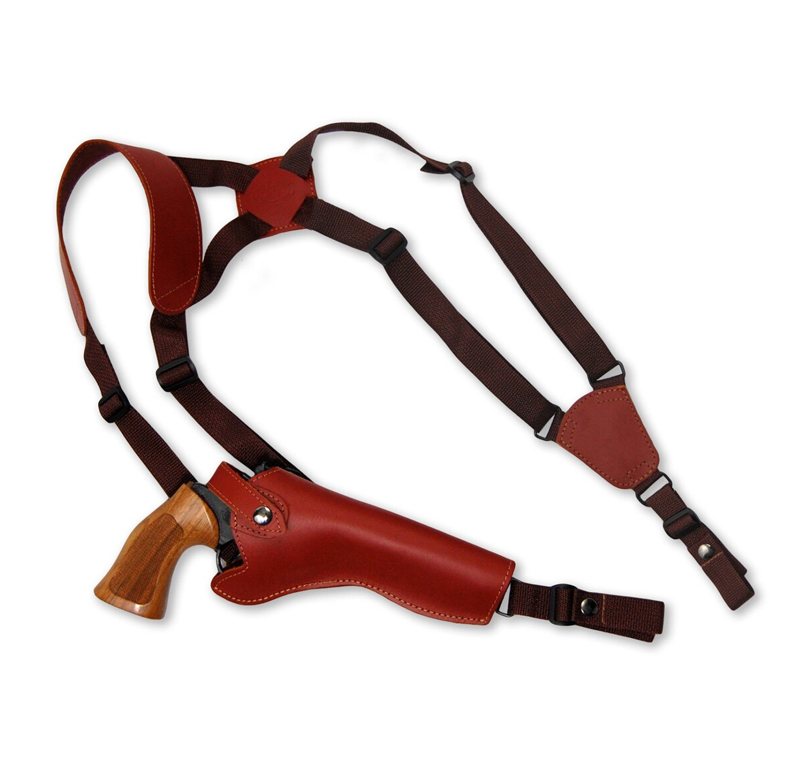Burgundy Leather Vertical Cross Harness Gun Shoulder Holster