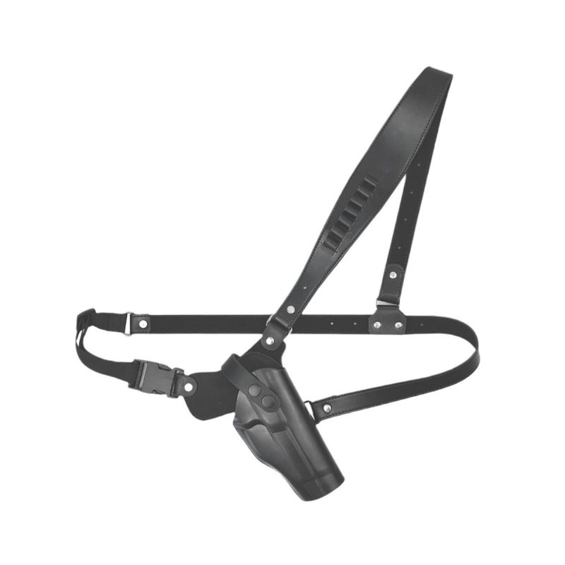 Chest holster with adjustable shoulder and waist harness laid flat