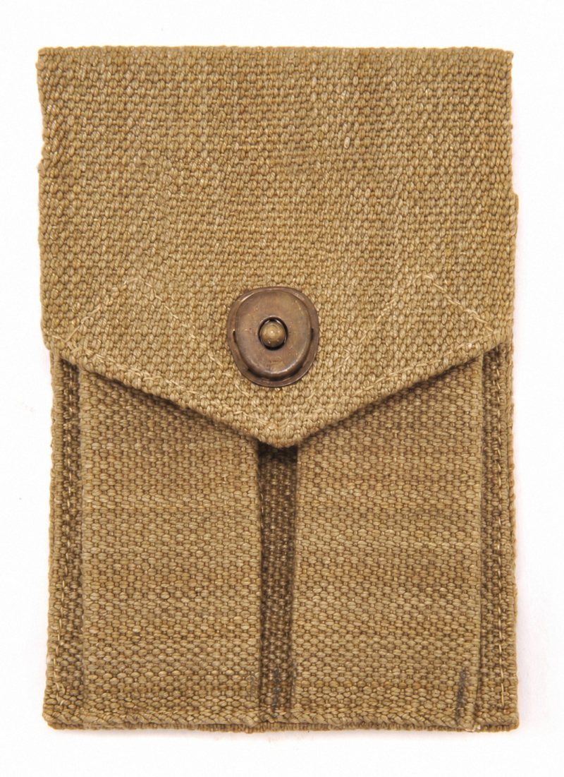 Colt .45 Cotton Webbing Double Magazine Pouch - Khaki - View 1