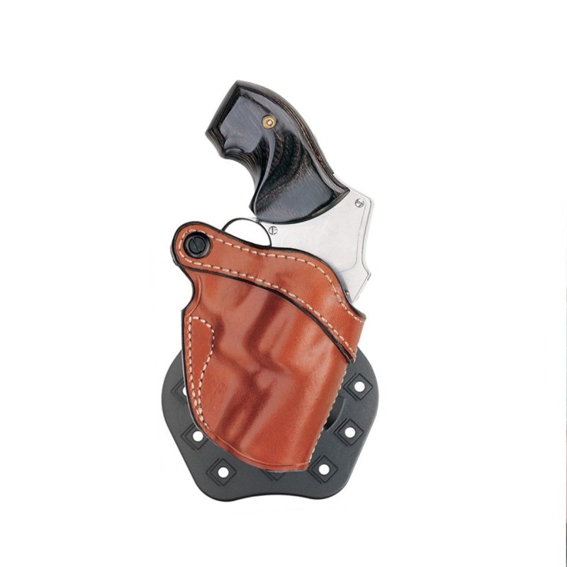 Brown Open-Top Revolver Paddle Holster with Tension Screw